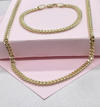 Load image into Gallery viewer, 18k Gold Filled Cuban Link Chain:3.4MM Miami Curb Necklace &amp; Bracelet
