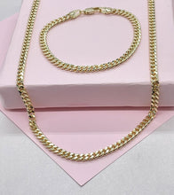 Load image into Gallery viewer, 18k Gold Filled Cuban Link Chain:3.4MM Miami Curb Necklace &amp; Bracelet
