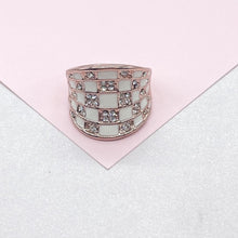 Load image into Gallery viewer, 18k Rose Gold Filled Disco Inspired Ring with Enamel and CZ
