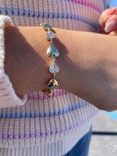 Load image into Gallery viewer, 18k Gold Filled Puffy Heart Bracelet with CZ Hearts
