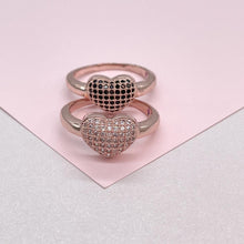 Load image into Gallery viewer, Sophisticated 18k Rose Gold Filled CZ Heart Ring

