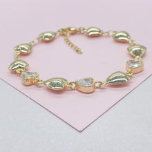 Load image into Gallery viewer, 18k Gold Filled Puffy Heart Bracelet with CZ Hearts
