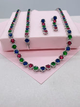 Load image into Gallery viewer, Silver Filled Colorful Round Stones Set

