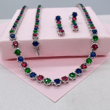 Load image into Gallery viewer, Silver Filled Colorful Round Stones Set
