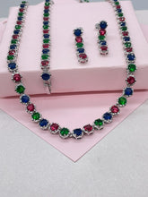 Load image into Gallery viewer, Silver Filled Colorful Round Stones Set

