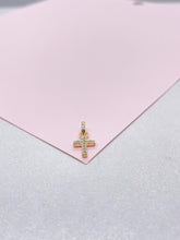 Load image into Gallery viewer, May include: A small gold cross pendant with clear sparkling stones.
