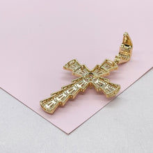 Load image into Gallery viewer, 18k Gold Filled Baguette Stone Cross Pendant
