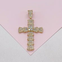 Load image into Gallery viewer, 18k Gold Filled Baguette Stone Cross Pendant
