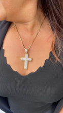 Load image into Gallery viewer, 18k Gold Filled XL CZ Pave Cross Pendant with Radiant cut a Stones
