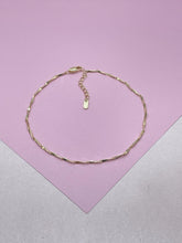 Load image into Gallery viewer, 18k Gold Filled Bar Link Ankle Bracelet: Thin Dainty Spear Anklet

