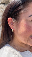 Load image into Gallery viewer, 18k Gold Filled Bezeled Huggie Hoop CZ Pave Stones, Clicker Hoop
