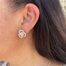 Load image into Gallery viewer, 18k Gold Filled Flower Stud Earrings with CZ Stone
