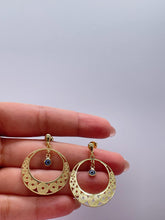 Load image into Gallery viewer, 18k Gold Filled Dreamcatcher Earrings: Boho Dangle Jewelry, Round Shape tiny Evil Eye Attached for best of Luck

