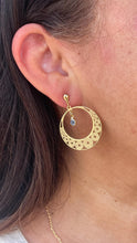 Load image into Gallery viewer, 18k Gold Filled Dreamcatcher Earrings: Boho Dangle Jewelry, Round Shape tiny Evil Eye Attached for best of Luck
