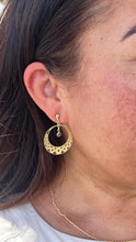 Load image into Gallery viewer, 18k Gold Filled Dreamcatcher Earrings: Boho Dangle Jewelry, Round Shape tiny Evil Eye Attached for best of Luck
