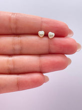 Load image into Gallery viewer, 18k Gold Filled Tiny Heart Stud Pearl Earrings
