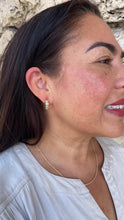 Load image into Gallery viewer, 18k Gold Filled Bezeled Huggie Hoop CZ Pave Stones, Clicker Hoop
