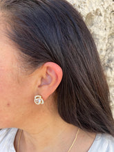 Load image into Gallery viewer, 18k Gold Filled Flower Stud Earrings with CZ Stone
