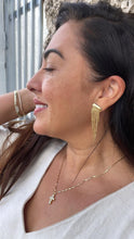 Load image into Gallery viewer, 18k Gold Filled Long Soft Fringe with Long Plain Gold Bar on top
