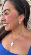 Load image into Gallery viewer, 18k Gold Filled Inside &amp; Out Baguette Stone Clicker -Hoop Earrings (26mm)
