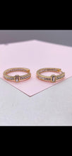 Load image into Gallery viewer, 18k Gold Filled Inside &amp; Out Baguette Stone Clicker -Hoop Earrings (26mm)
