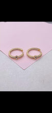 Load image into Gallery viewer, 18k Gold Filled Inside &amp; Out Baguette Stone Clicker -Hoop Earrings (26mm)
