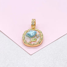 Load image into Gallery viewer, 18k Gold Colorful Oval Enamel Heart Charm with CZ
