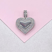 Load image into Gallery viewer, 18k Gold Filled Puffy Heart Charm Crowned with CZ
