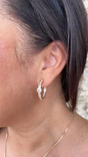Load image into Gallery viewer, 18k Gold Filled Inside &amp; Out Baguette Stone Clicker -Hoop Earrings (26mm)
