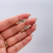 Load image into Gallery viewer, 18k Gold Filled Inside &amp; Out Baguette Stone Clicker -Hoop Earrings (26mm)
