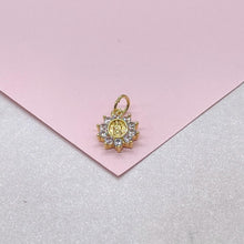 Load image into Gallery viewer, 18k Gold Filled Virgin Mary Charm Crowned with CZ Stones
