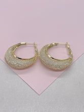 Load image into Gallery viewer, 18k goldfilled hoop earring with see through knitted details with CZ
