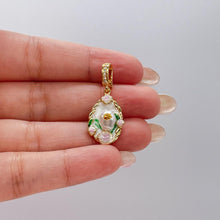 Load image into Gallery viewer, 18k Gold Colorful Handmade Enamel Charms with Faux Pearls and Floral Detail
