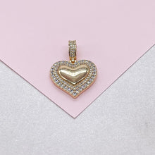 Load image into Gallery viewer, 18k Gold Filled Puffy Heart Charm Crowned with CZ
