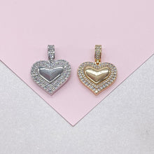Load image into Gallery viewer, 18k Gold Filled Puffy Heart Charm Crowned with CZ
