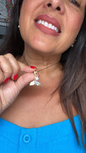 Load image into Gallery viewer, 18k goldfilled mermaid tail charm with enamel, Faux Pearl and cz
