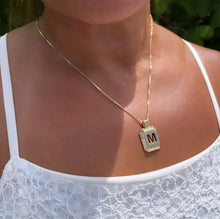 Load image into Gallery viewer, 18k Gold Filled 3-D Initial Charm with Box Chain Necklace
