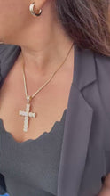 Load and play video in Gallery viewer, 18k Gold Filled Baguette Stone Cross Pendant
