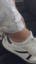 Load and play video in Gallery viewer, 18k Gold Filled Bar Link Ankle Bracelet: Thin Dainty Spear Anklet

