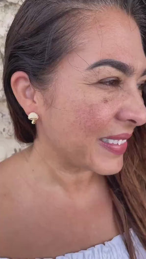 18k Gold Filled Beaded Mushroom Stud Earrings