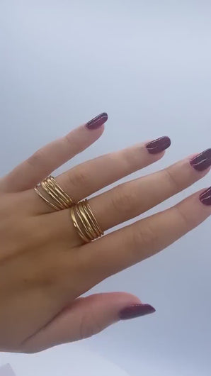 18k Gold Filled Stacked Band Rings  Jewelry