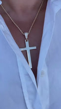 Load and play video in Gallery viewer, 18k Gold Filled Long Plain Smooth Cross with CZ Bail
