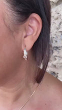 Load and play video in Gallery viewer, 18k Gold Filled Inside &amp; Out  Baguette Stone Clicker -Hoop Earrings (26mm)

