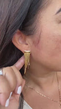 Load and play video in Gallery viewer, 18k Gold Filled Long Soft Fringe with Long Plain Gold Bar on top
