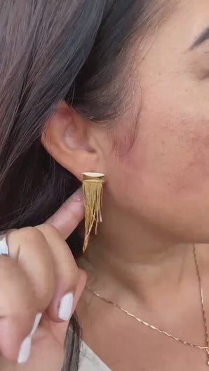 18k Gold Filled Long Soft Fringe with Long Plain Gold Bar on top