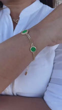 Load and play video in Gallery viewer, 18k Gold Filled Dainty 2mm Cuban Link Bracelet with 3 Colorful Disk Charm
