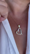 Load and play video in Gallery viewer, 18k Gold Filled XL Engraved Love Heart Pendant with cz
