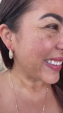 Load and play video in Gallery viewer, 18k Gold Filled Pearl Hoop Earrings, Beaded Open Hoops
