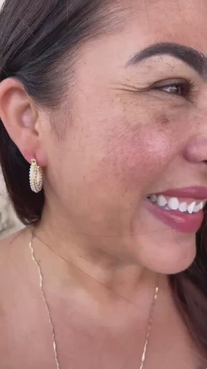 18k Gold Filled Pearl Hoop Earrings, Beaded Open Hoops