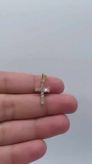 18k Gold Filled 15mm Cross Charm with Cubic Zirconia  Dainty Pendant  Jewelry Supplies